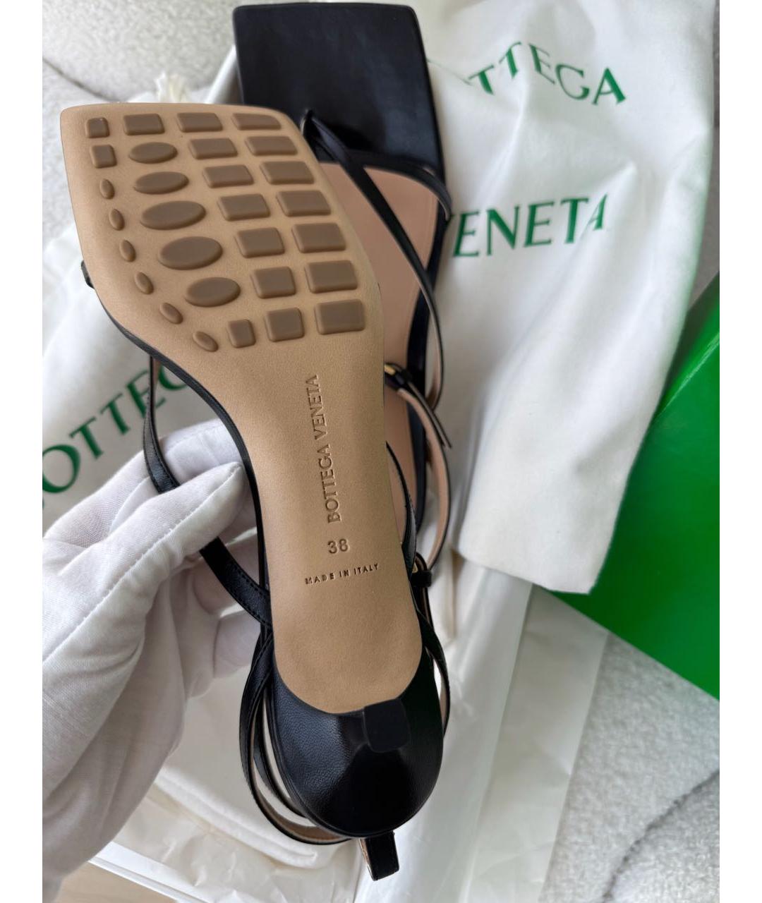 BOTTEGA VENETA Черные кожаные босоножки, фото 6