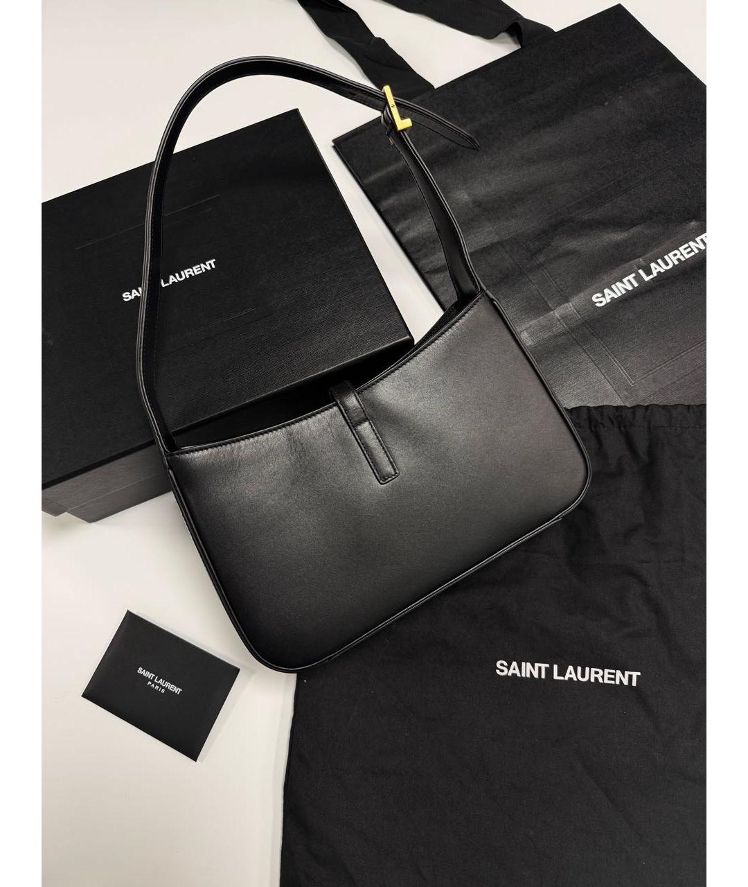 SAINT LAURENT Черная кожаная сумка через плечо, фото 4