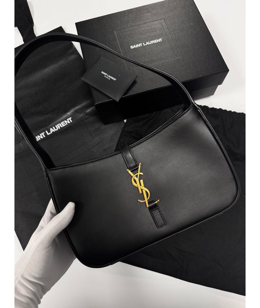 SAINT LAURENT Черная кожаная сумка через плечо, фото 3