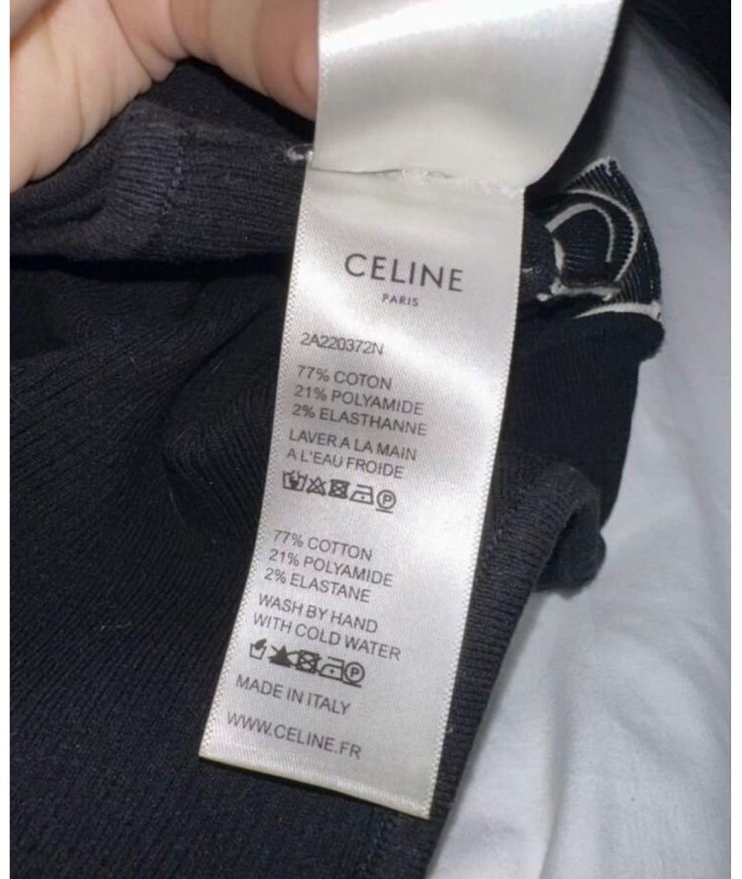 CELINE Черная хлопко-эластановая майка, фото 3