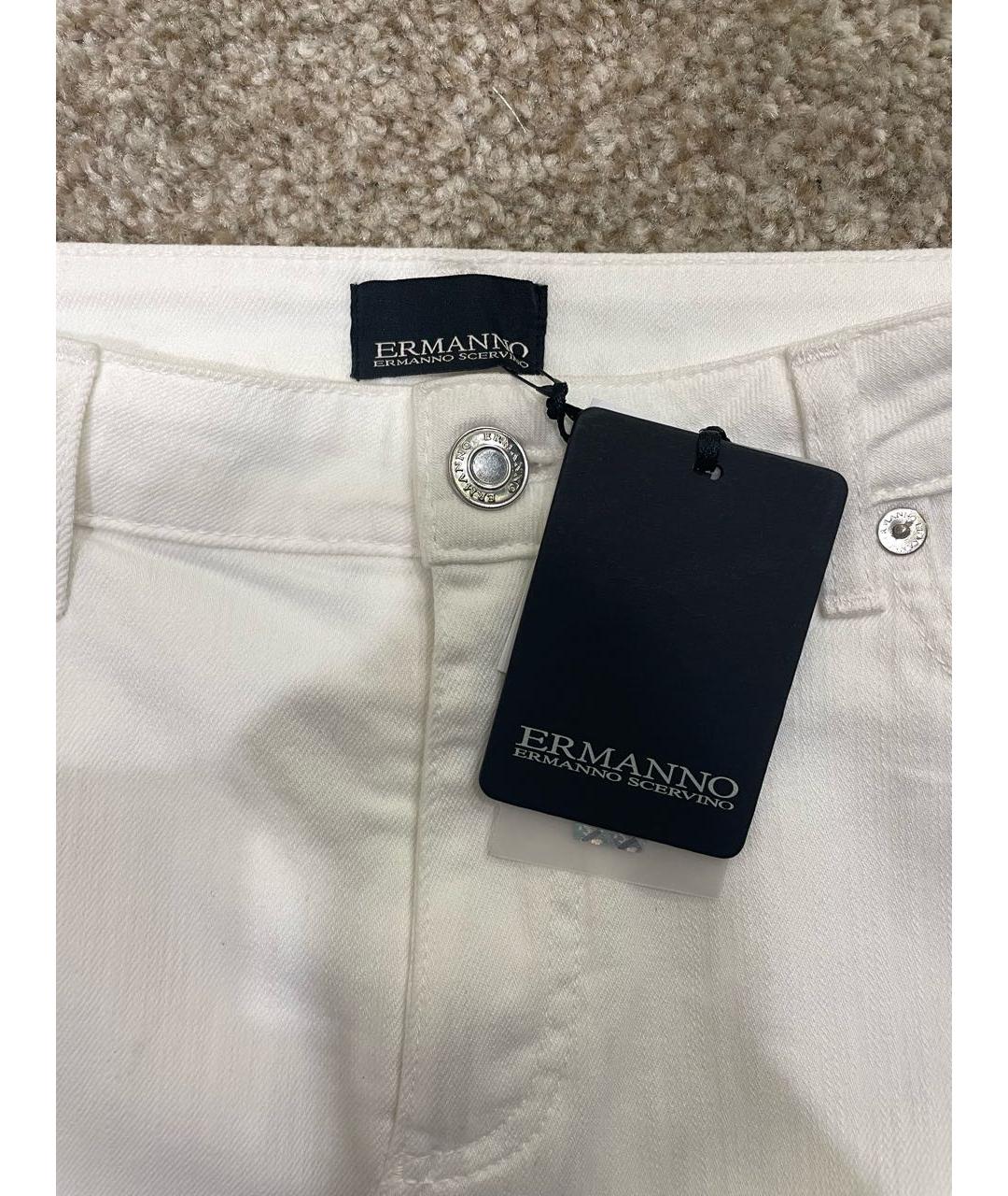 ERMANNO SCERVINO Белая хлопко-эластановая юбка мини, фото 3