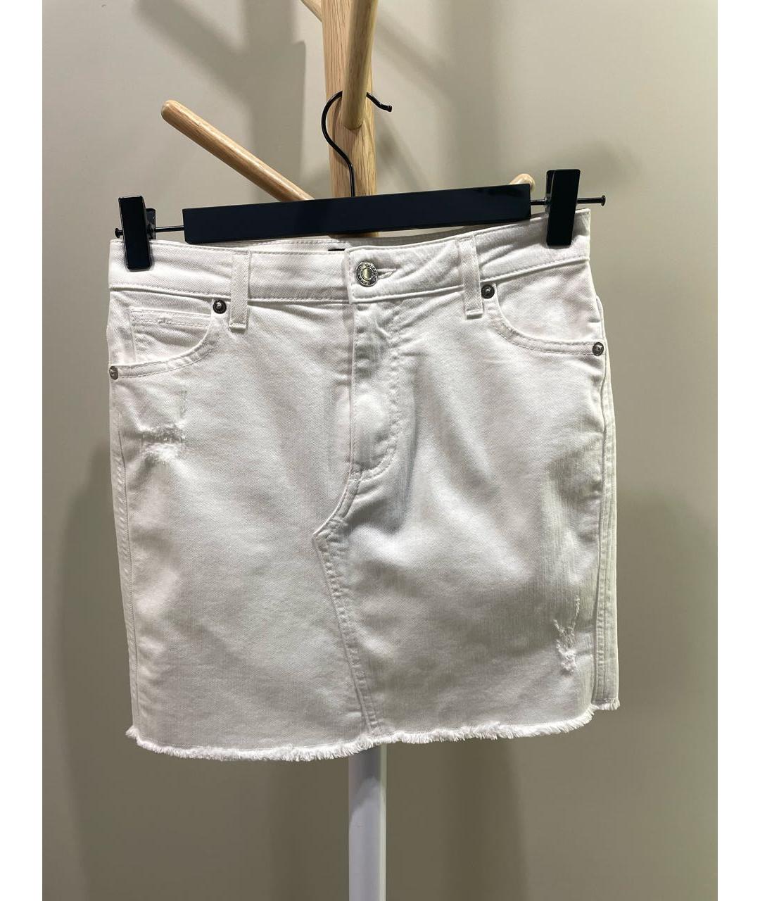 ERMANNO SCERVINO Белая хлопко-эластановая юбка мини, фото 4
