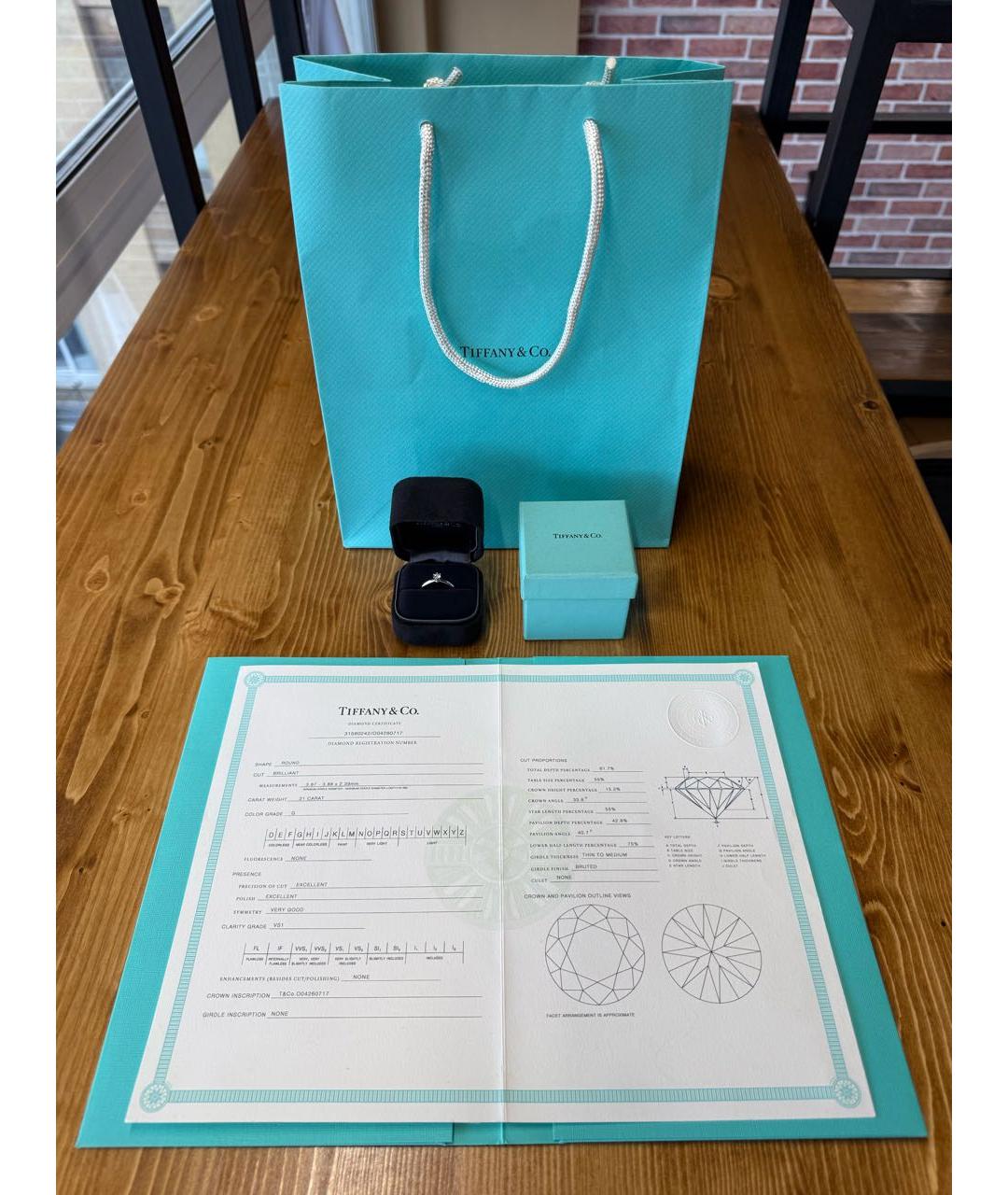 TIFFANY&CO Белое платиновое кольцо, фото 2
