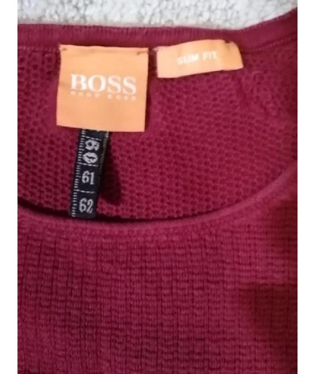 HUGO BOSS Бордовый хлопковый джемпер / свитер, фото 2