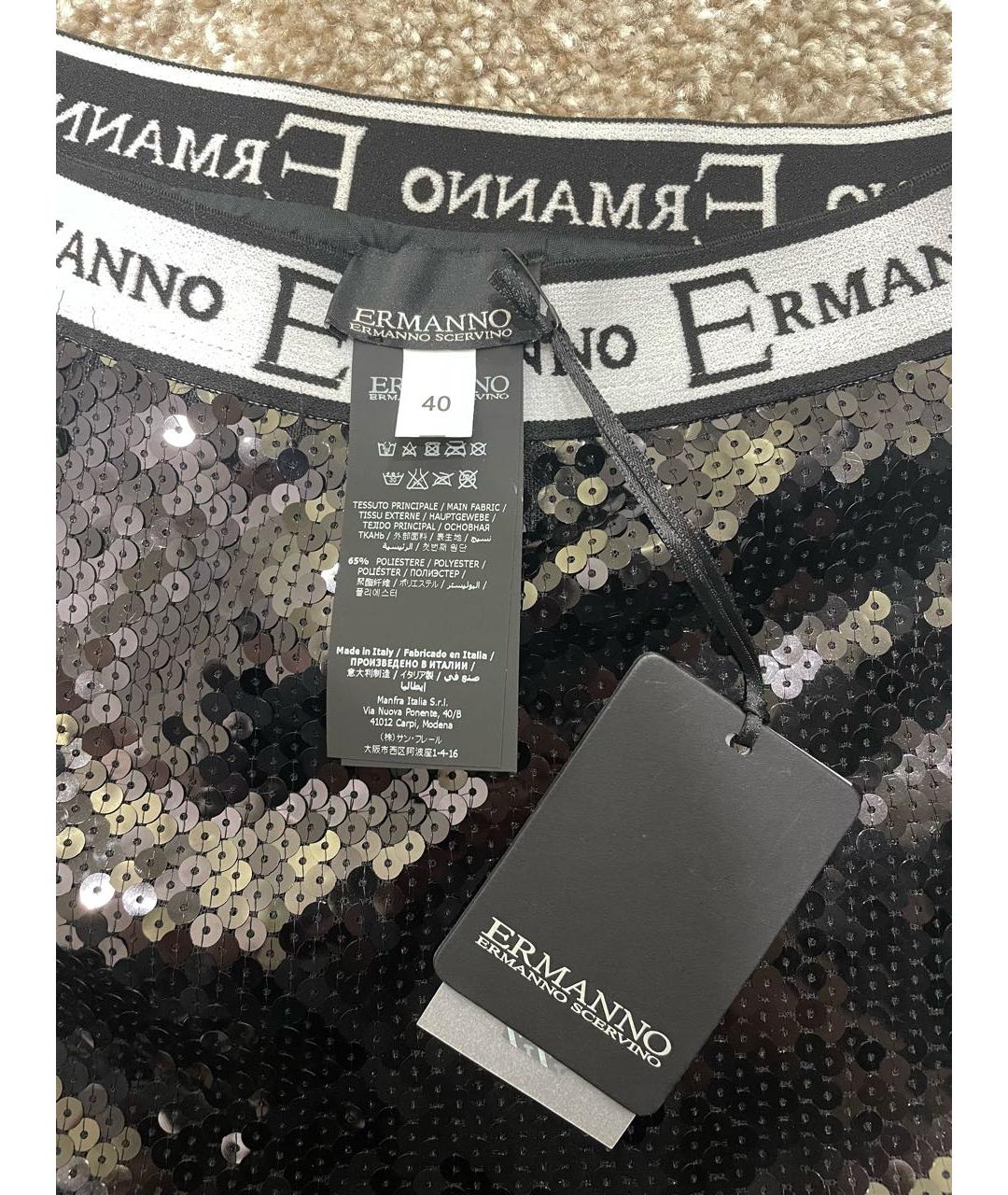 ERMANNO SCERVINO Черная полиэстеровая юбка миди, фото 3