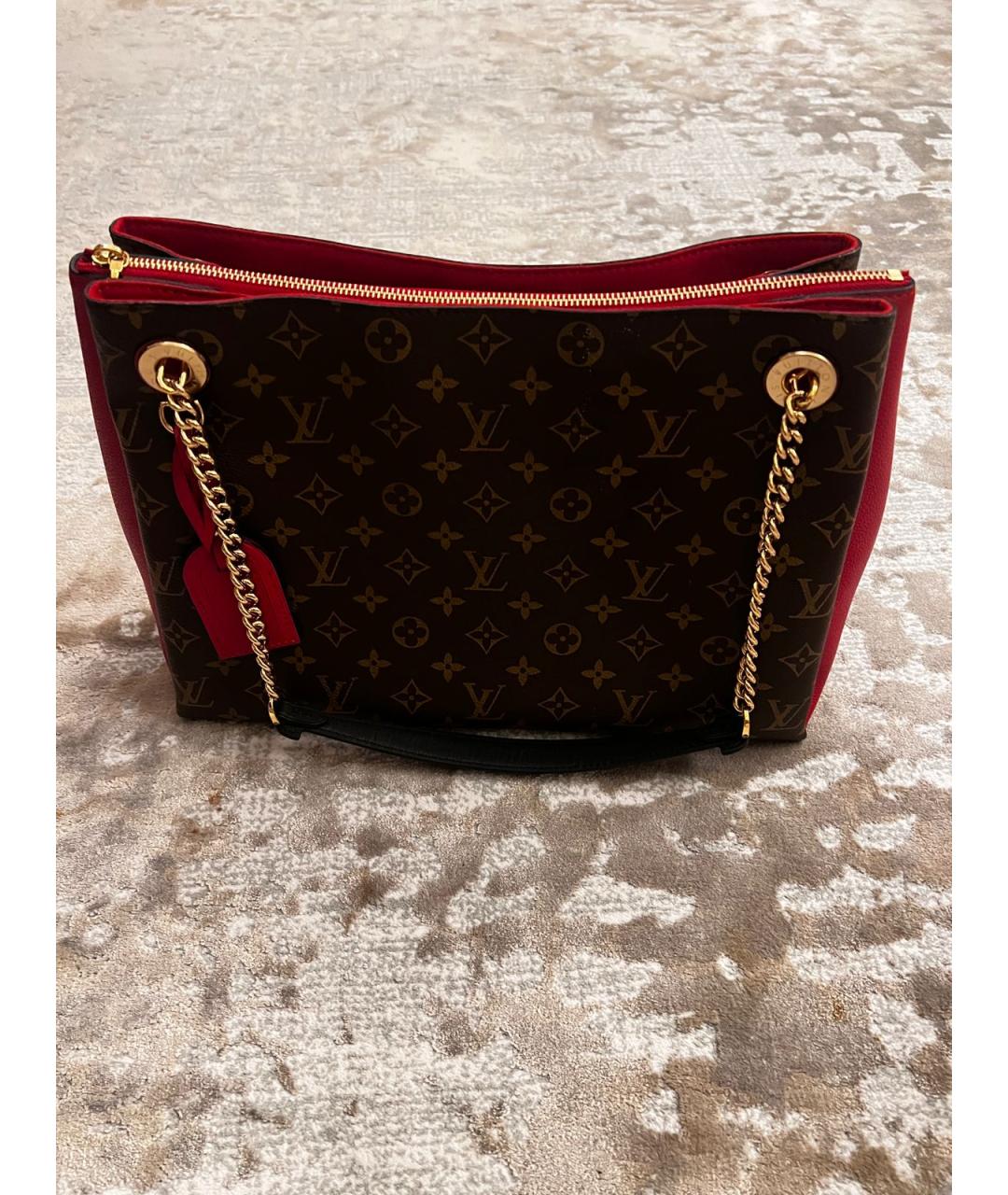 LOUIS VUITTON Коричневая кожаная сумка тоут, фото 7