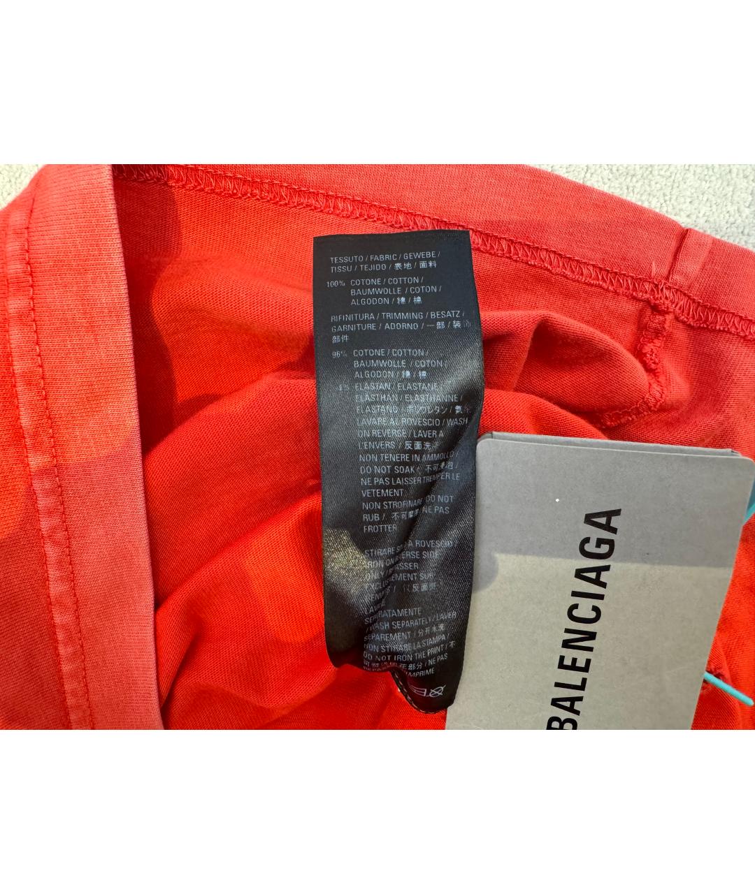 BALENCIAGA Красная хлопковая футболка, фото 5