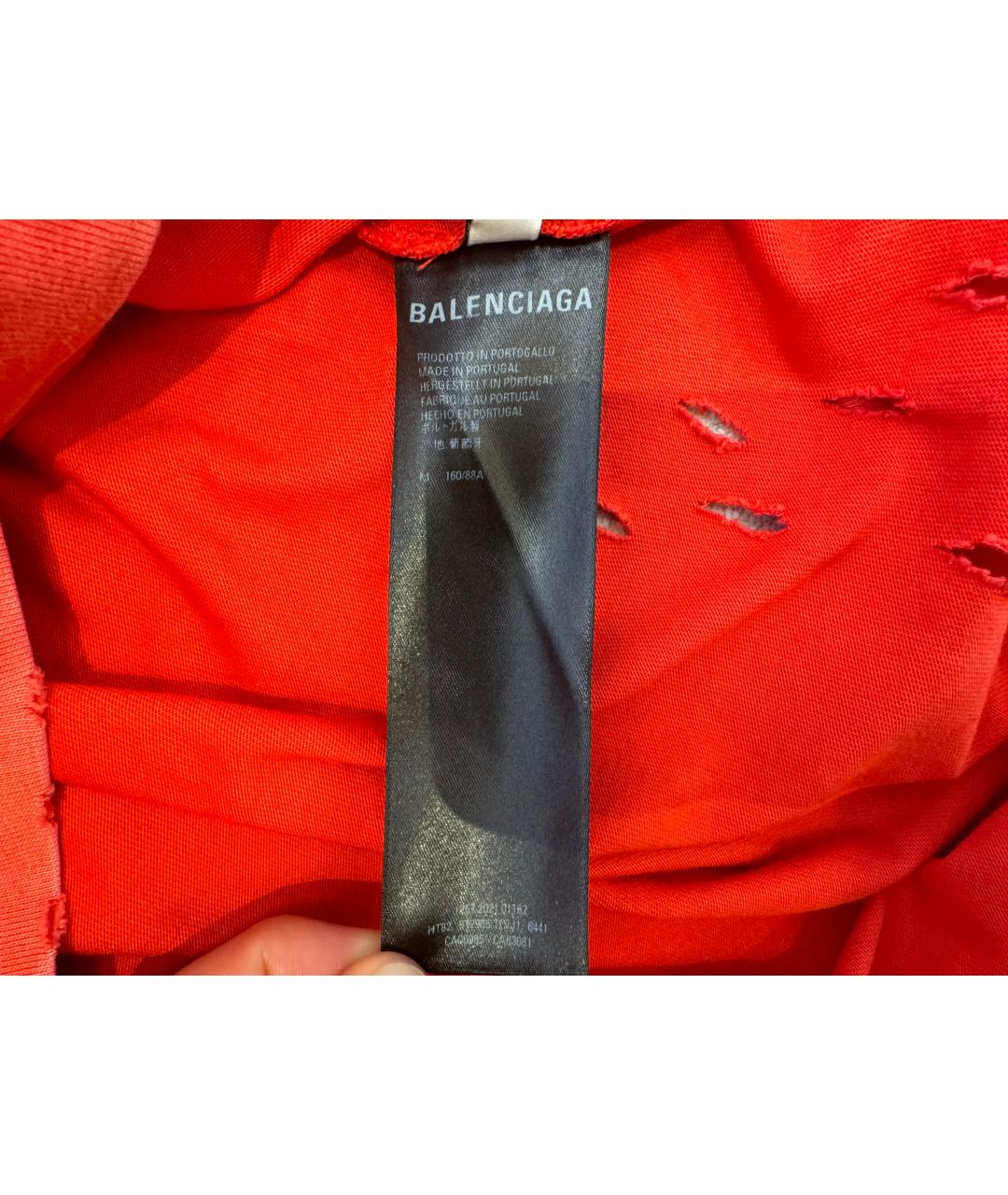 BALENCIAGA Красная хлопковая футболка, фото 4