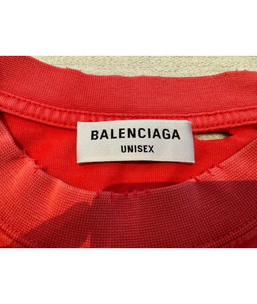 BALENCIAGA Красная хлопковая футболка, фото 3