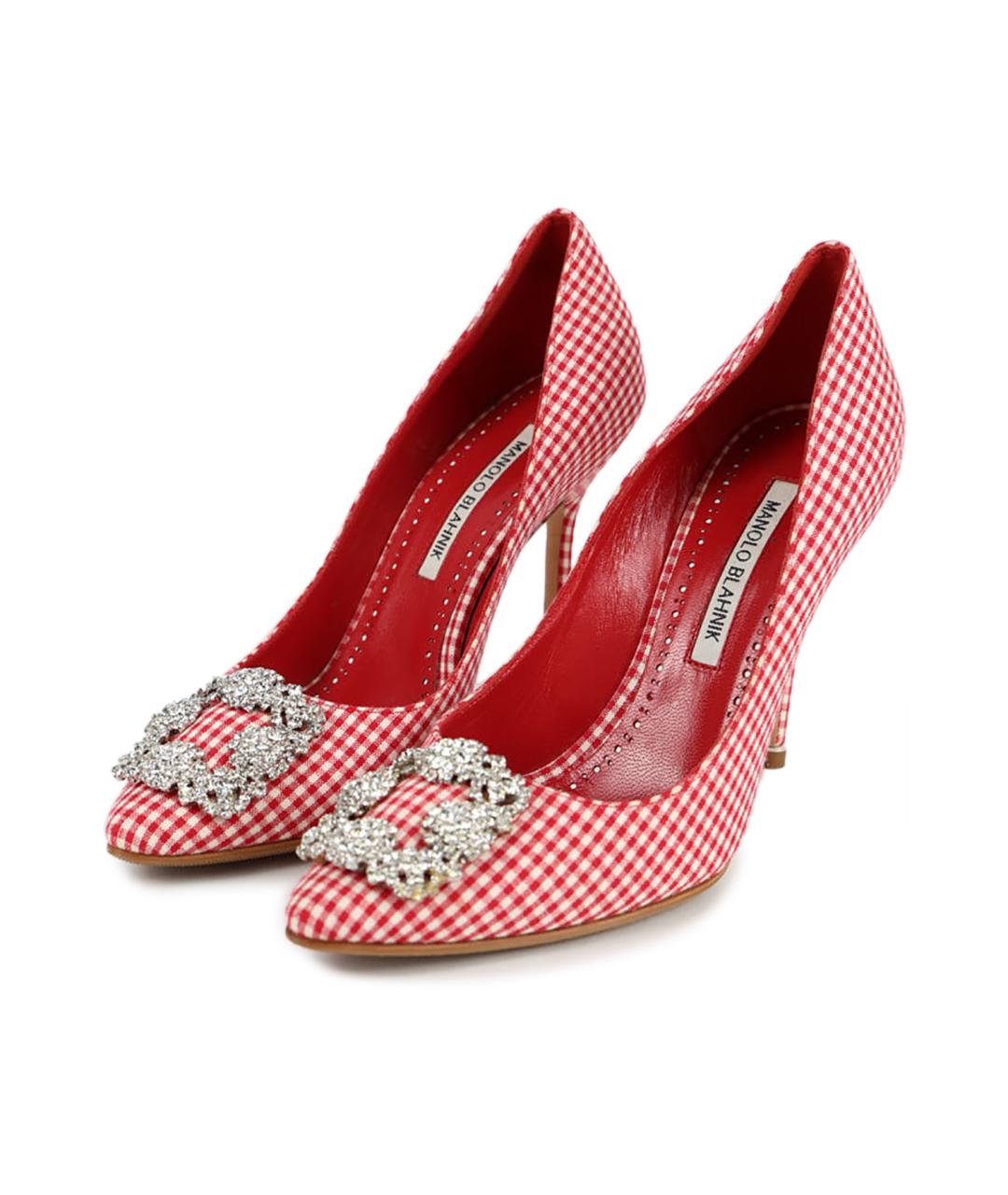 MANOLO BLAHNIK Красные текстильные туфли, фото 5