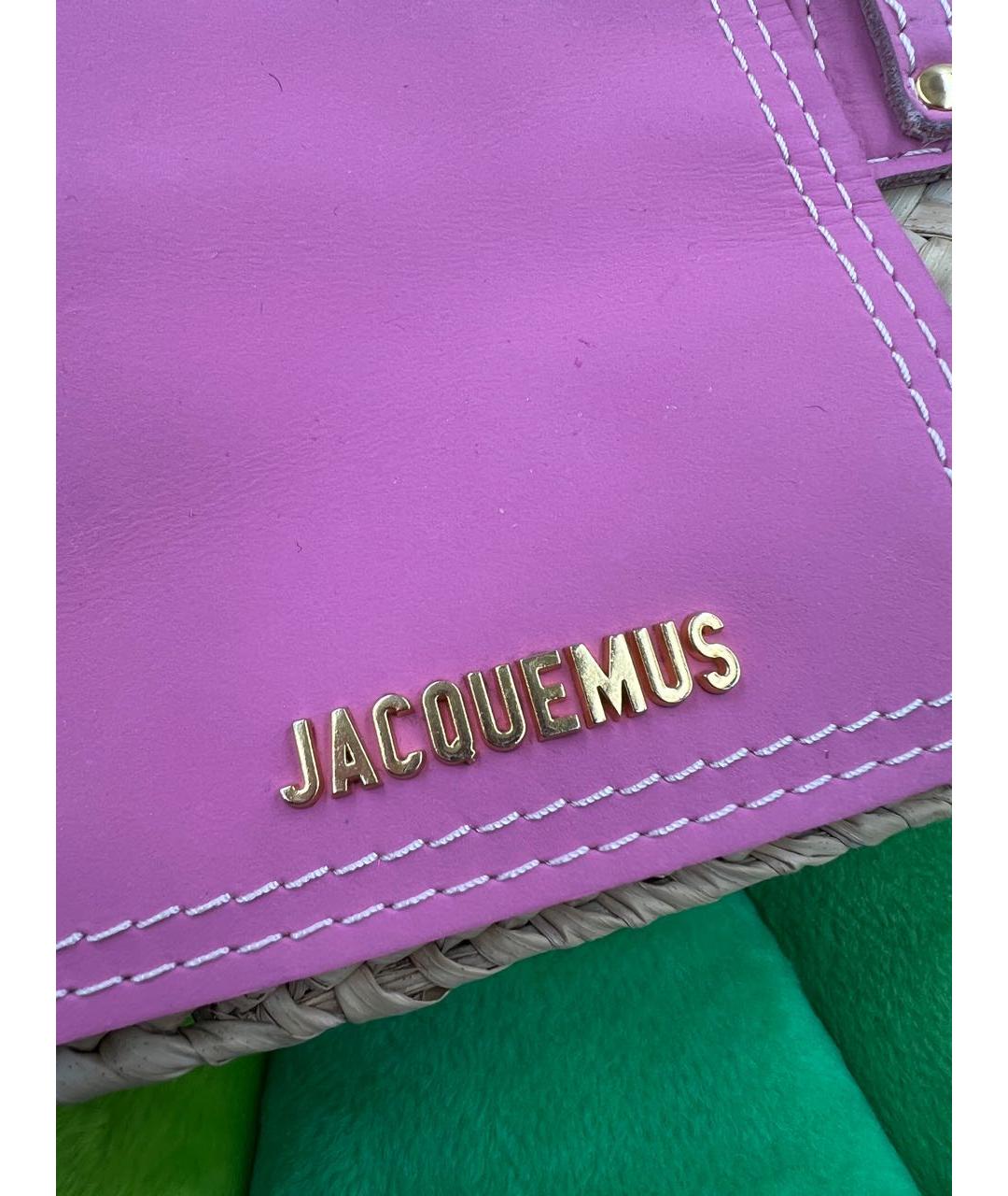 JACQUEMUS Розовая пелетеная пляжная сумка, фото 3