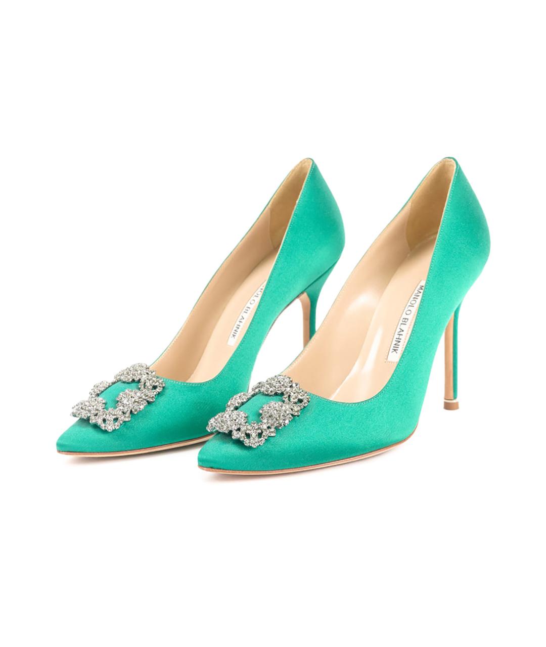 MANOLO BLAHNIK Зеленые текстильные туфли, фото 5