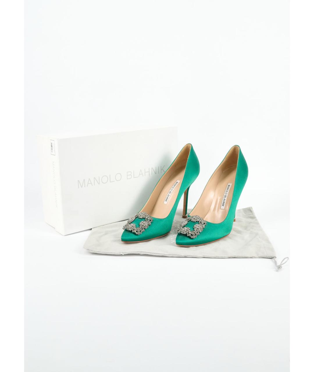 MANOLO BLAHNIK Зеленые текстильные туфли, фото 6