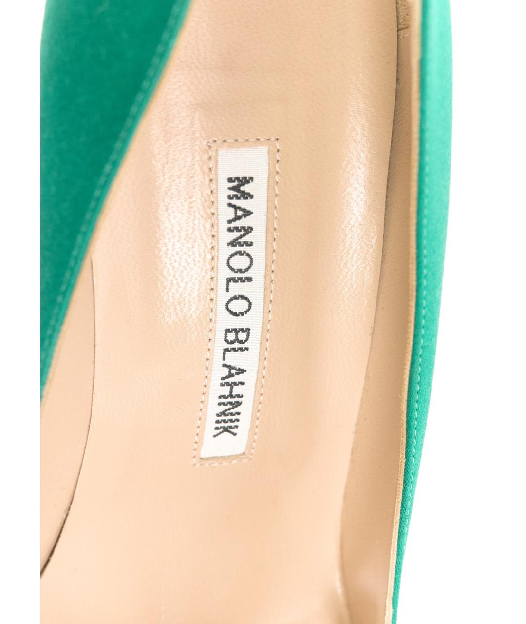 MANOLO BLAHNIK Зеленые текстильные туфли, фото 3