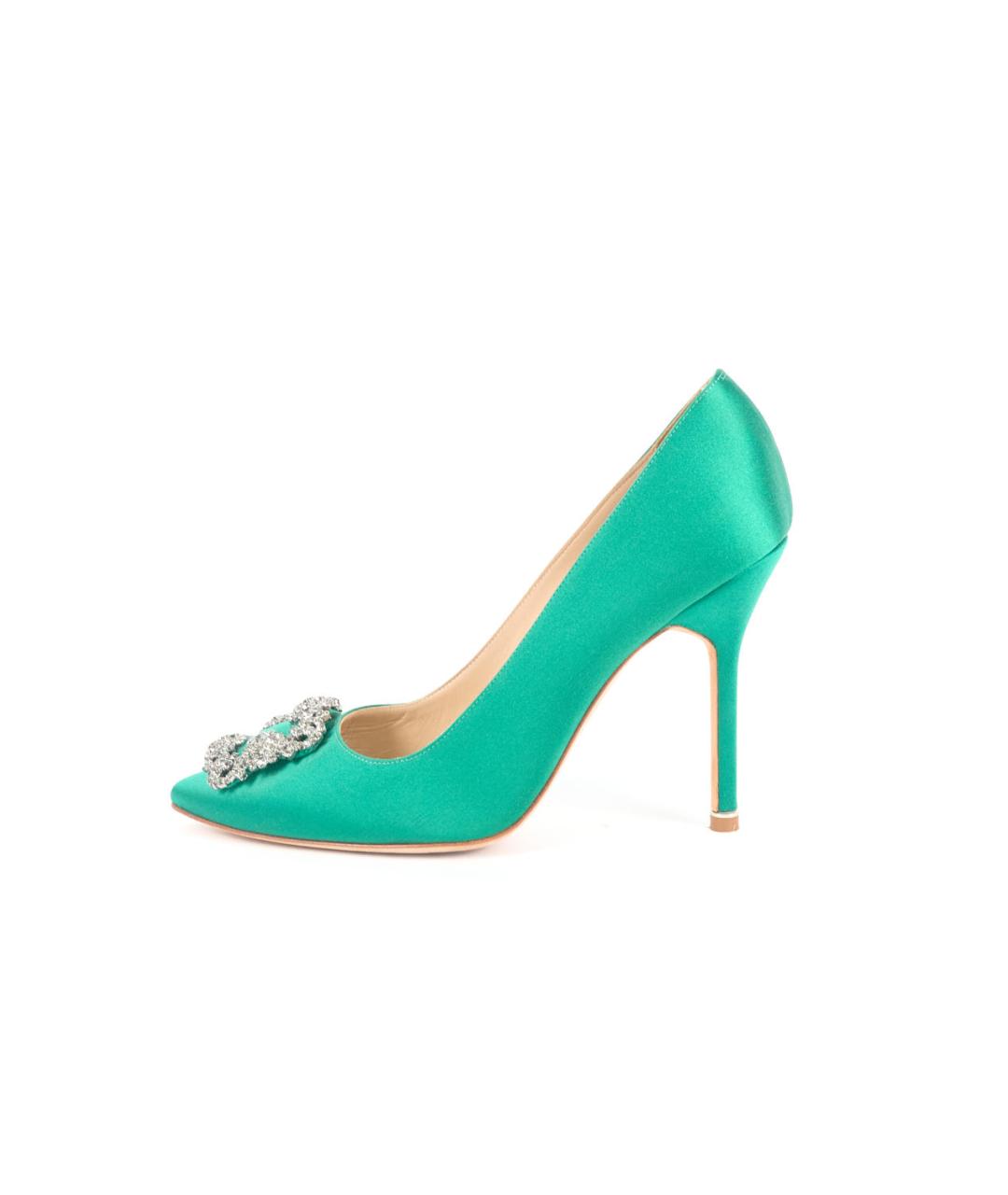 MANOLO BLAHNIK Зеленые текстильные туфли, фото 7