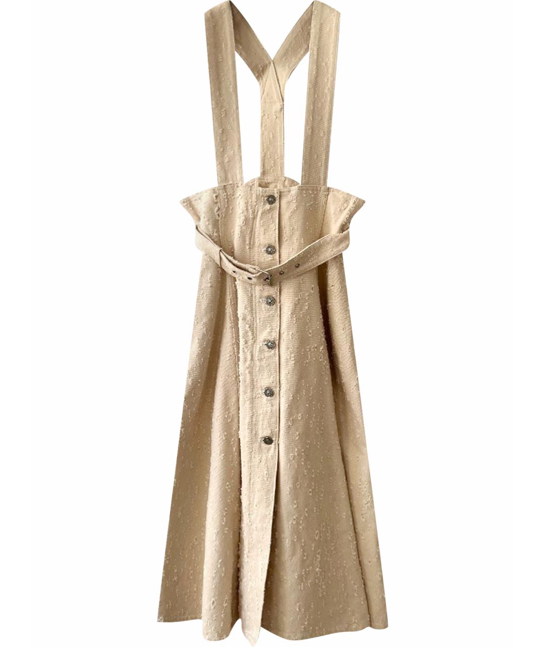 CHRISTIAN DIOR Бежевая хлопковая юбка макси, фото 1