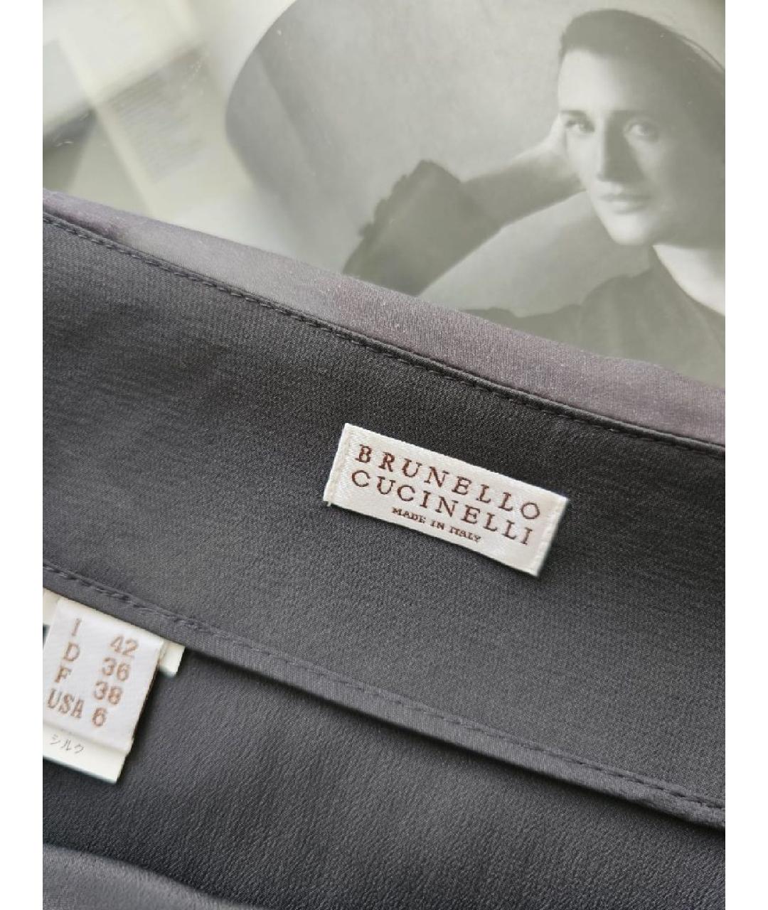 BRUNELLO CUCINELLI Антрацитовая хлопковая юбка макси, фото 9