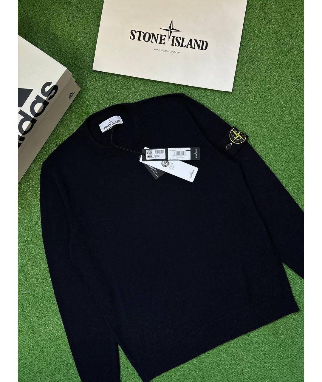 STONE ISLAND Темно-синий шерстяной джемпер / свитер, фото 3