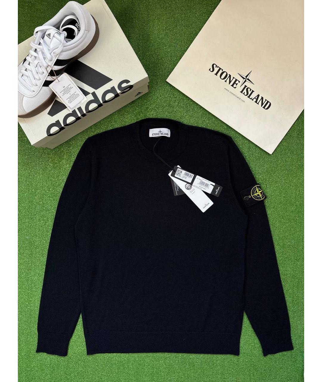 STONE ISLAND Темно-синий шерстяной джемпер / свитер, фото 2