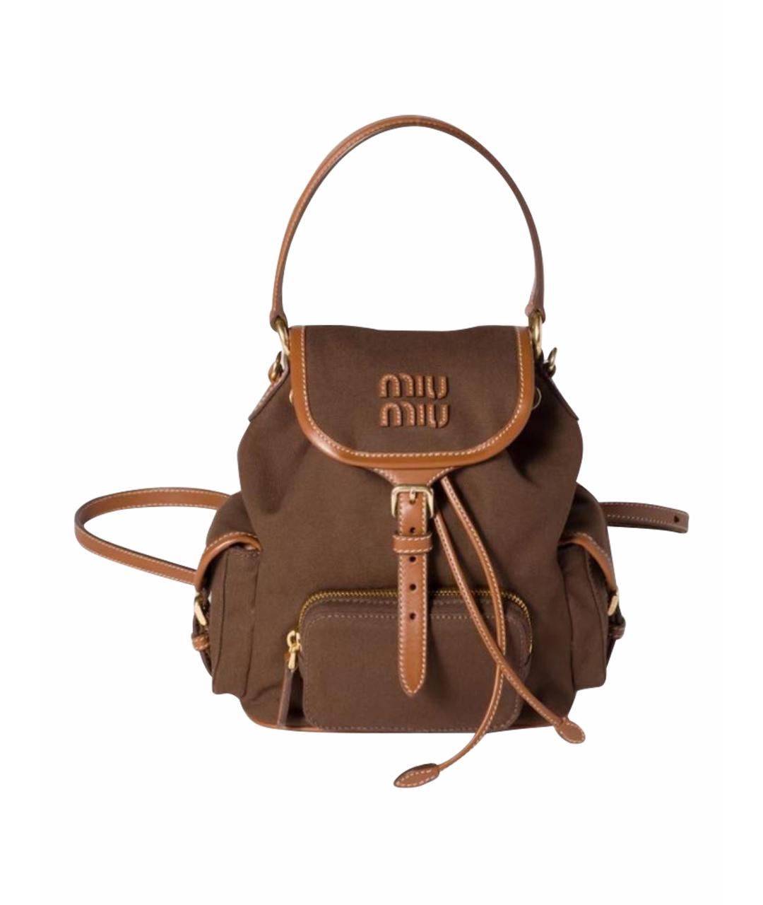 MIU MIU Коричневый тканевый рюкзак, фото 1