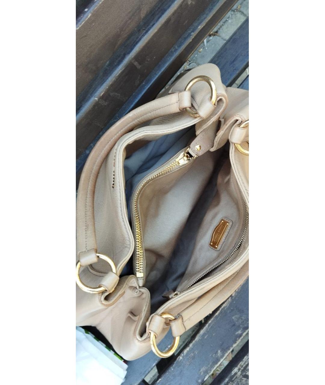 MIU MIU Бежевая кожаная сумка с короткими ручками, фото 4