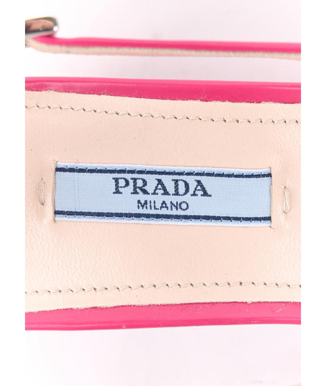 PRADA Фуксия кожаные лодочки на низком каблуке, фото 3