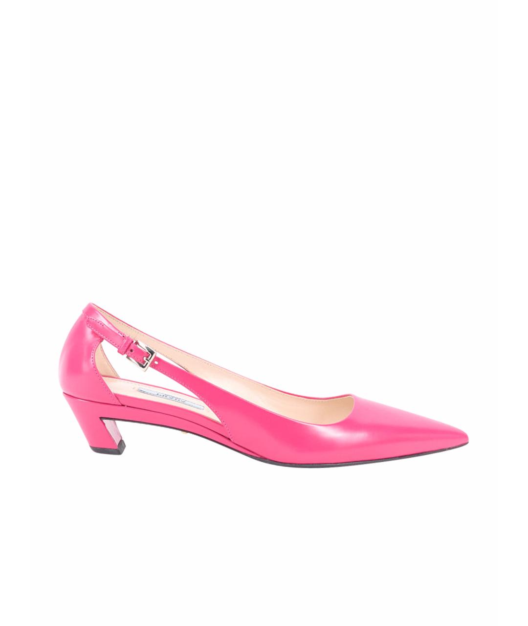 PRADA Фуксия кожаные лодочки на низком каблуке, фото 1