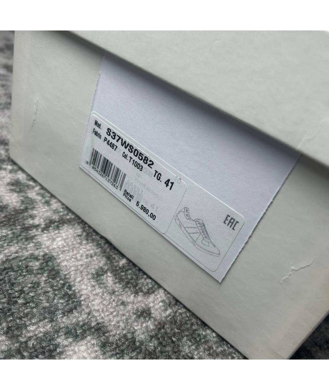 MAISON MARGIELA Белые низкие кроссовки / кеды из лакированной кожи, фото 5