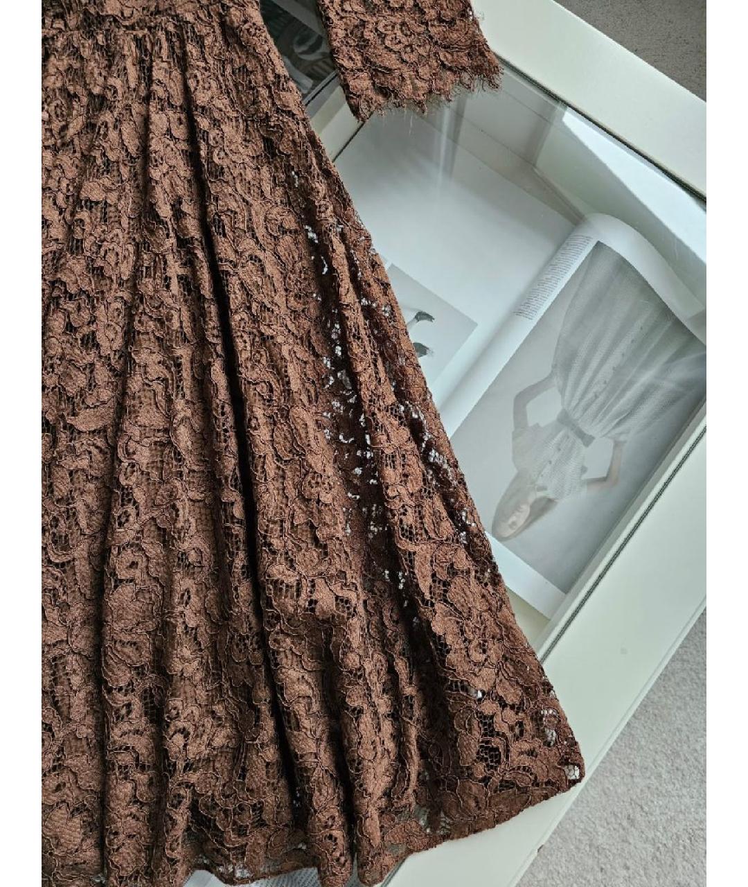 VALENTINO Коричневое хлопковое повседневное платье, фото 4
