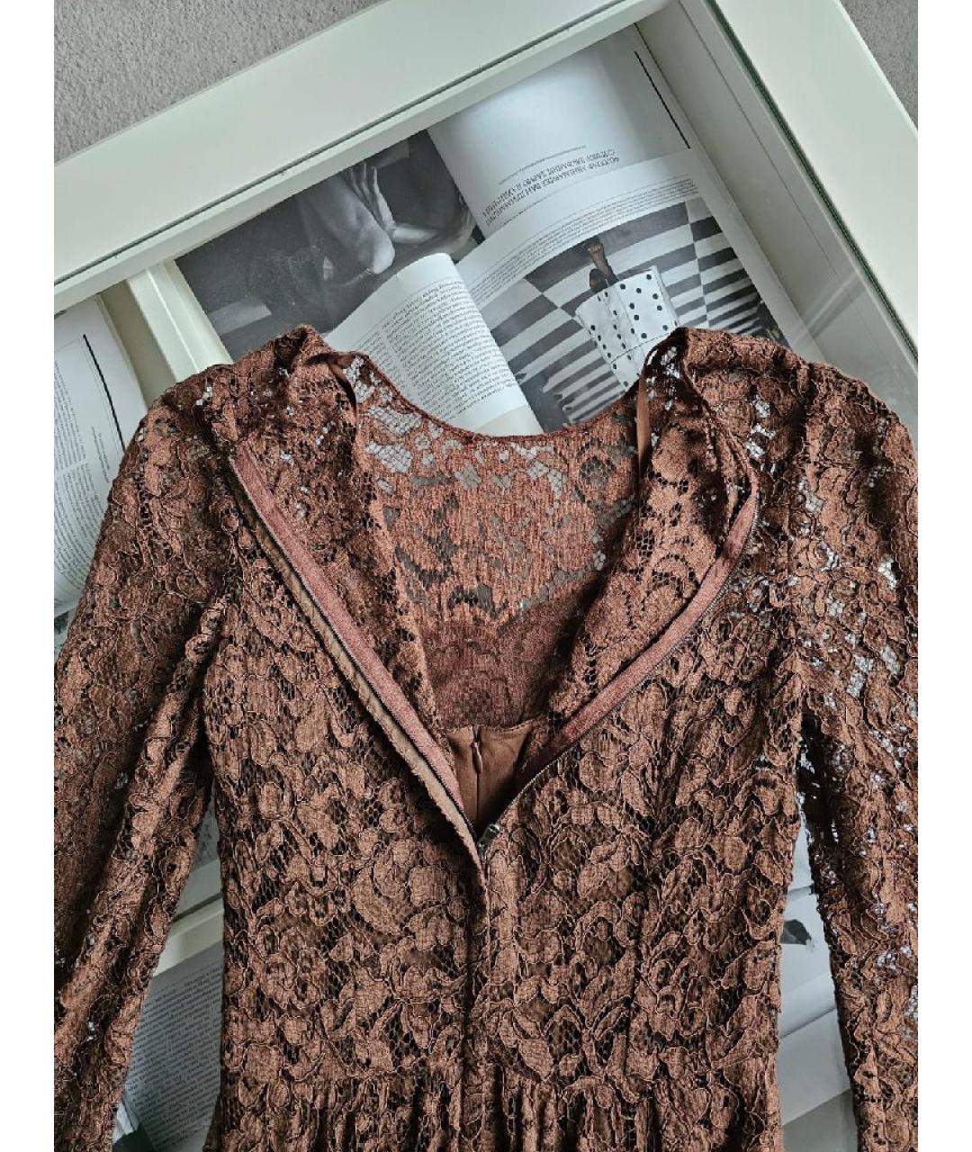 VALENTINO Коричневое хлопковое повседневное платье, фото 8