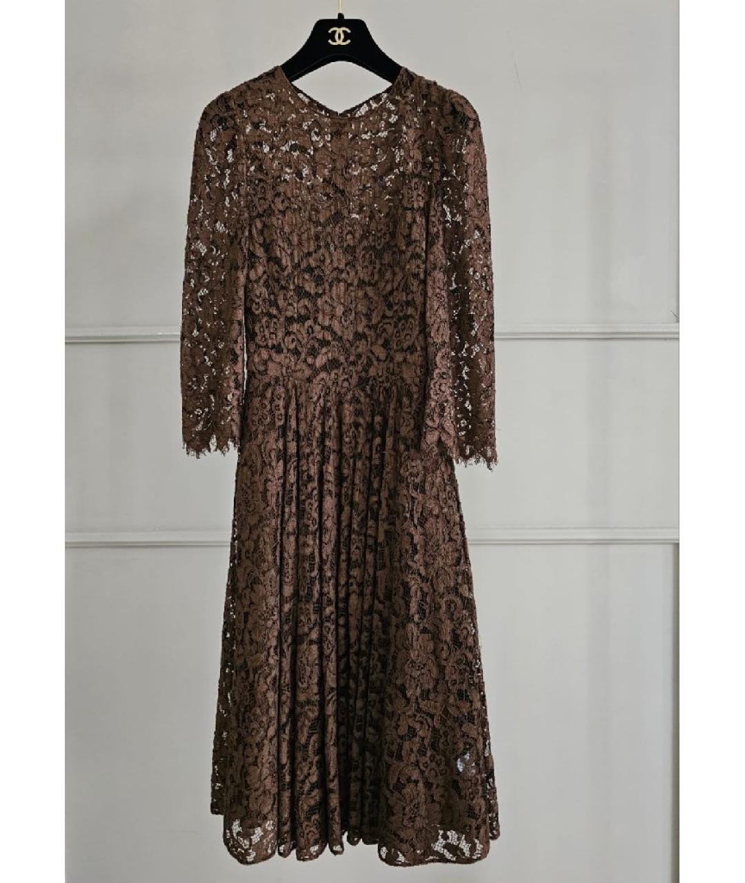 VALENTINO Коричневое хлопковое повседневное платье, фото 9