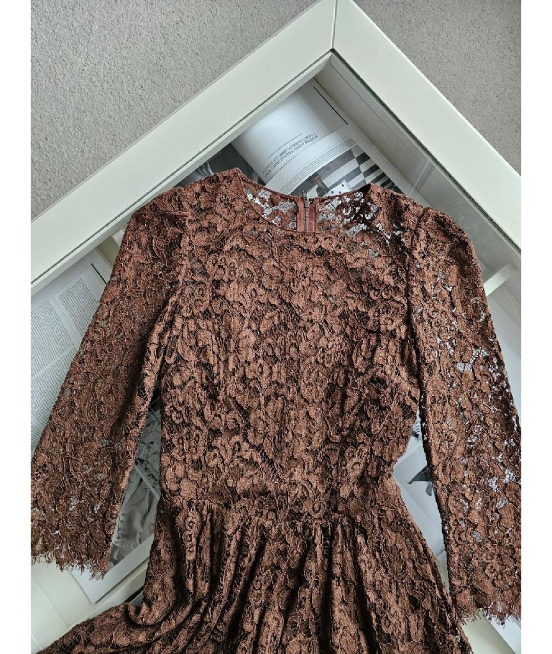 VALENTINO Коричневое хлопковое повседневное платье, фото 3