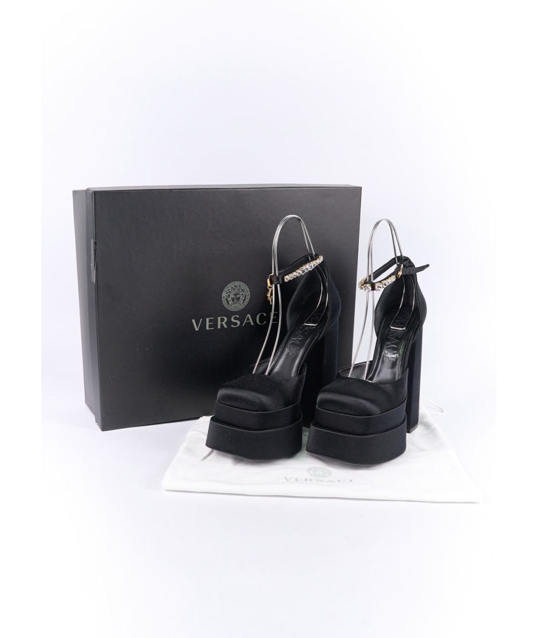 VERSACE Черные текстильные туфли, фото 7