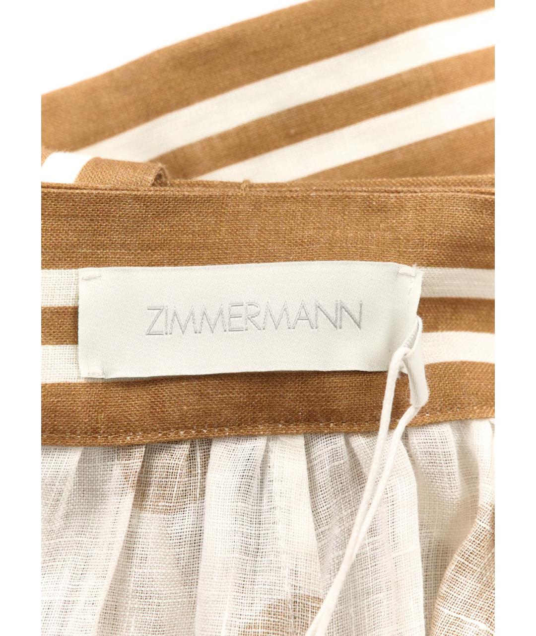 ZIMMERMANN Бежевая льняная юбка миди, фото 3