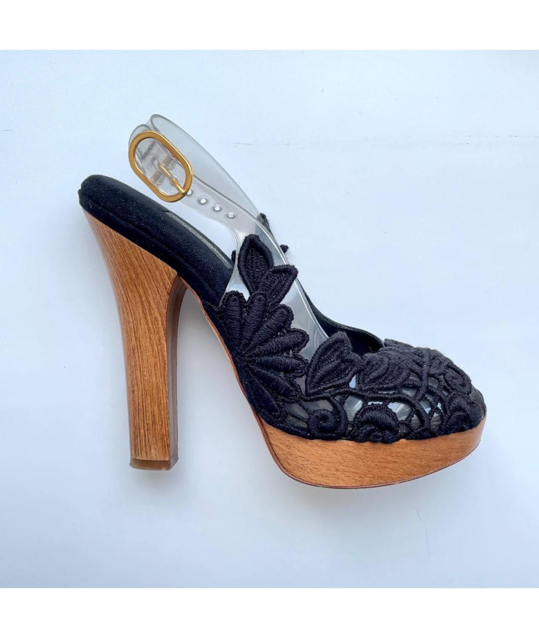 DOLCE&GABBANA Черные кожаные босоножки, фото 9