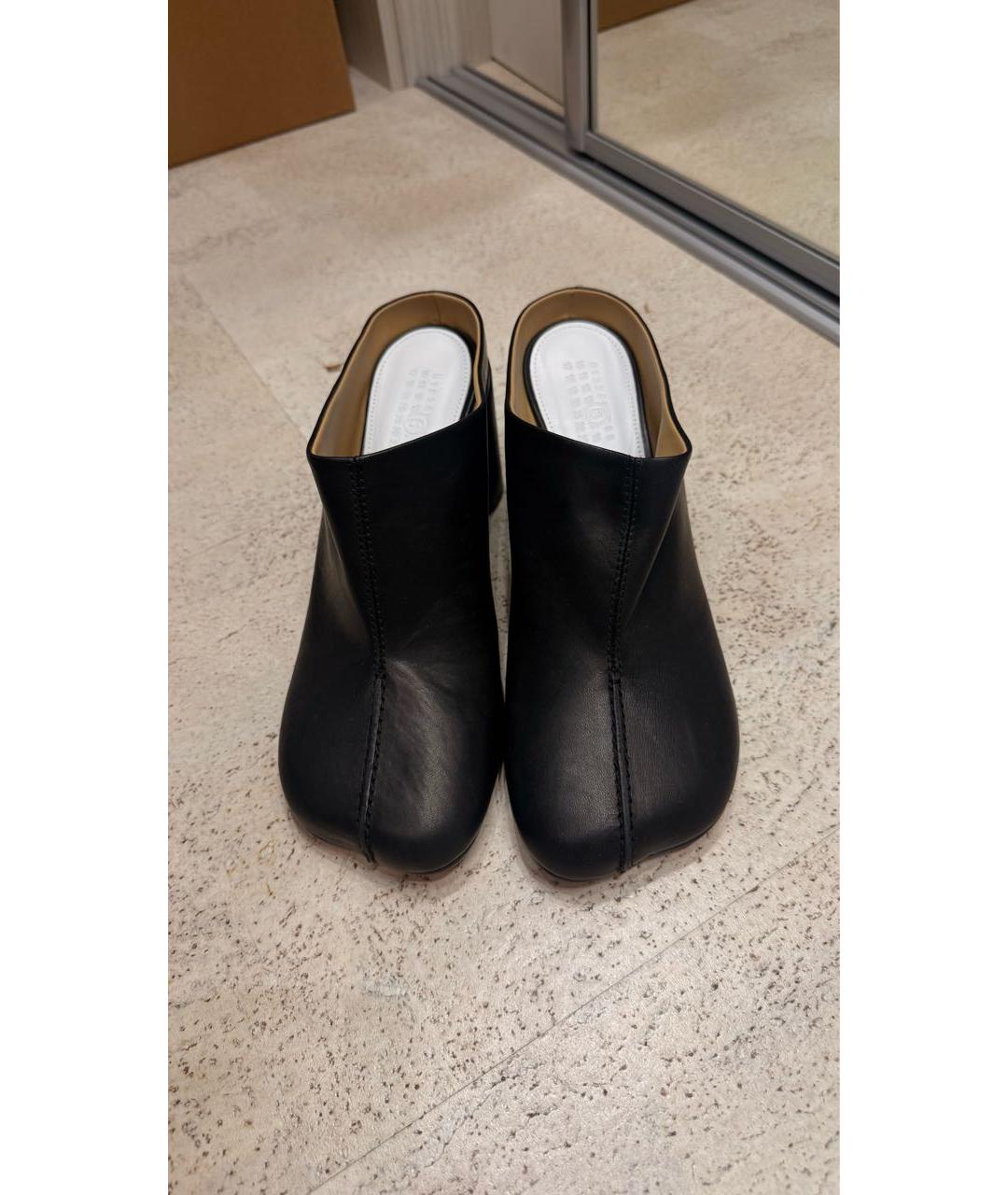 MM6 MAISON MARGIELA Черные кожаные мюли, фото 2