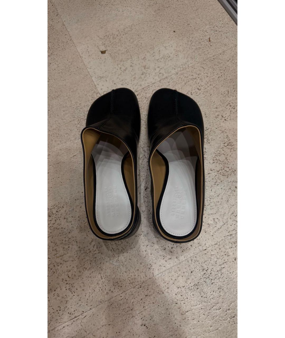 MM6 MAISON MARGIELA Черные кожаные мюли, фото 3