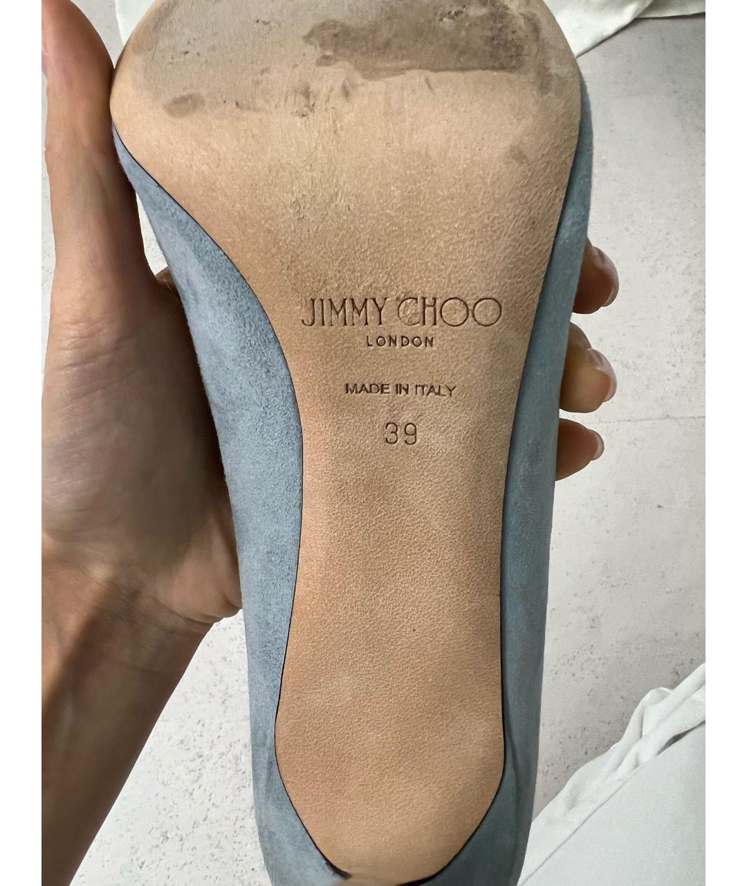 JIMMY CHOO Голубые замшевые туфли, фото 6