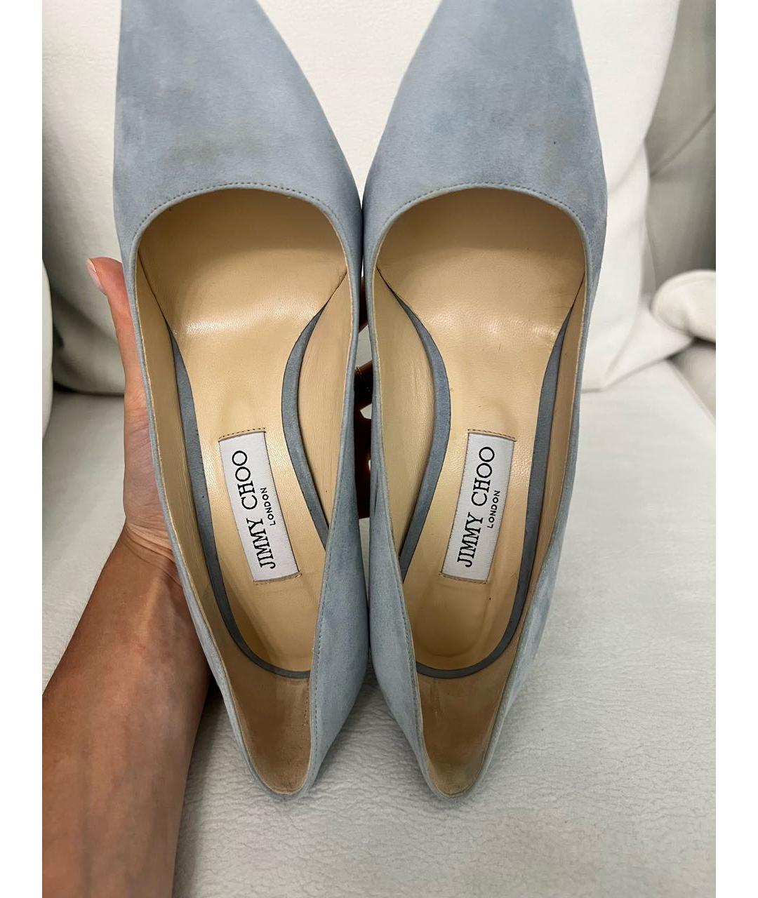 JIMMY CHOO Голубые замшевые туфли, фото 3