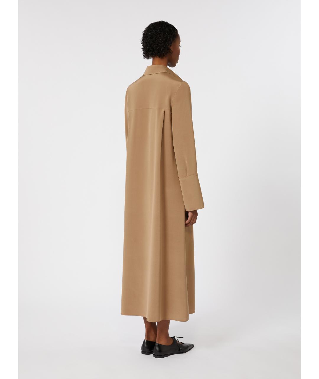 MAX MARA Бежевое шелковое платье, фото 4