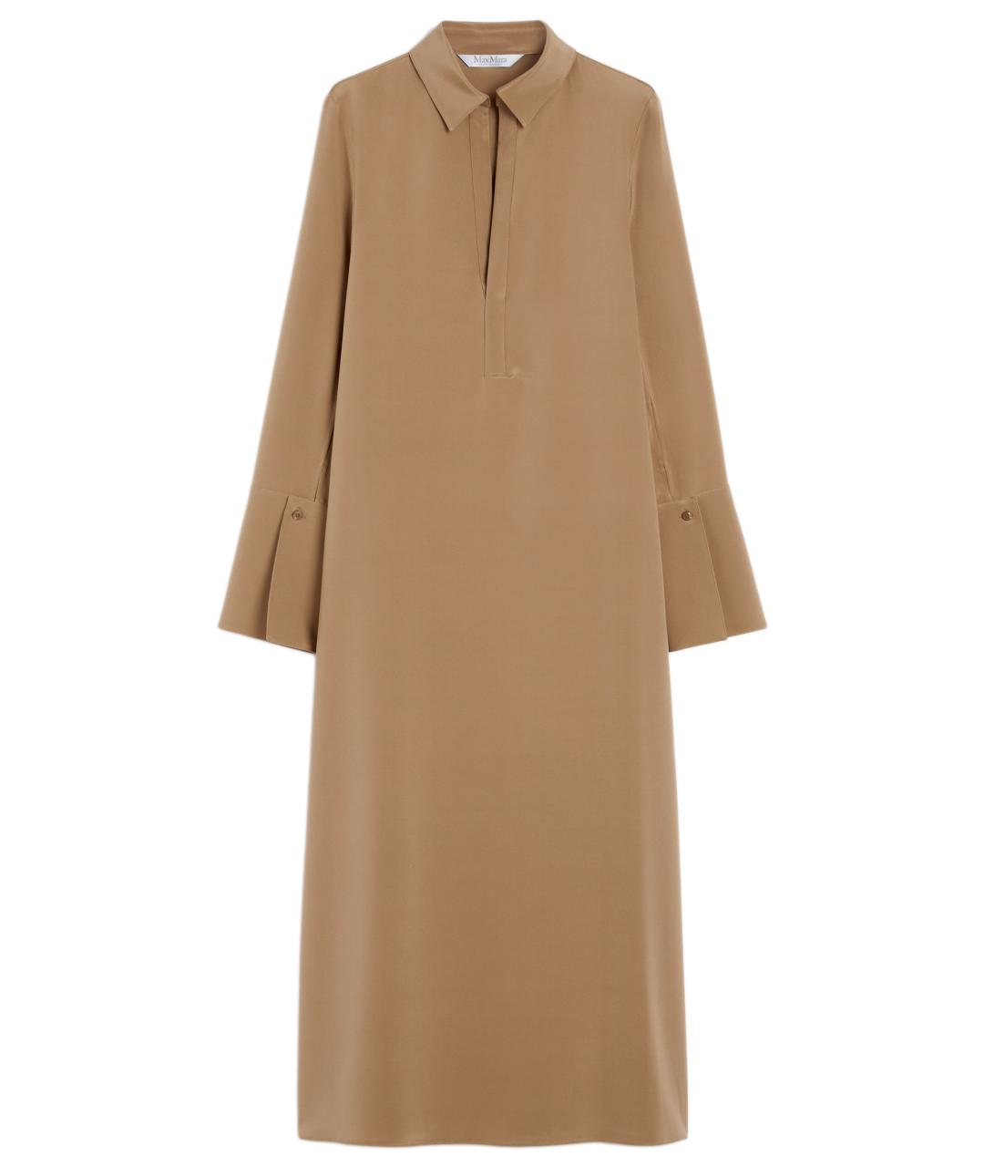 MAX MARA Бежевое шелковое платье, фото 1
