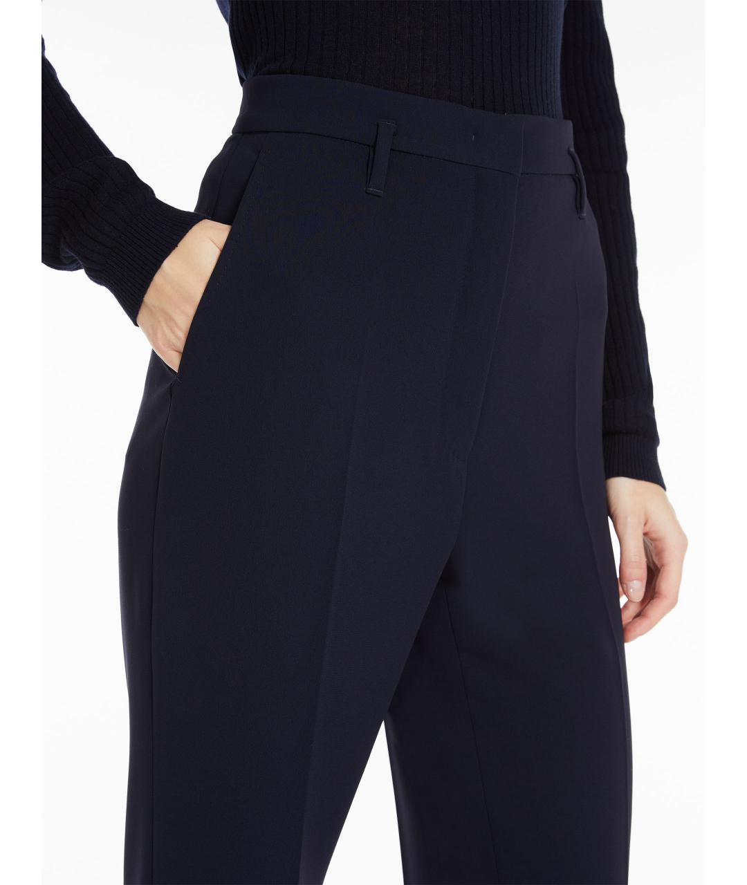 MAX MARA Темно-синие прямые брюки, фото 3