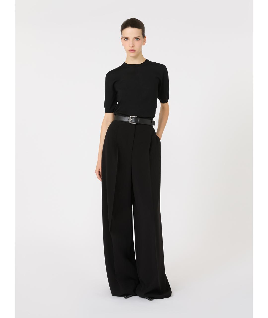 MAX MARA Черные шерстяные брюки широкие, фото 2