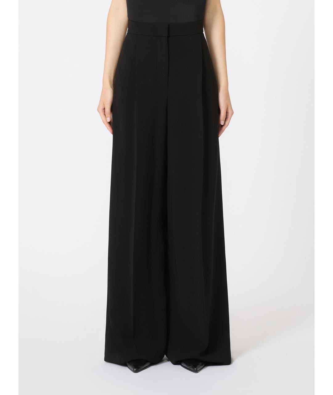 MAX MARA Черные шерстяные брюки широкие, фото 3