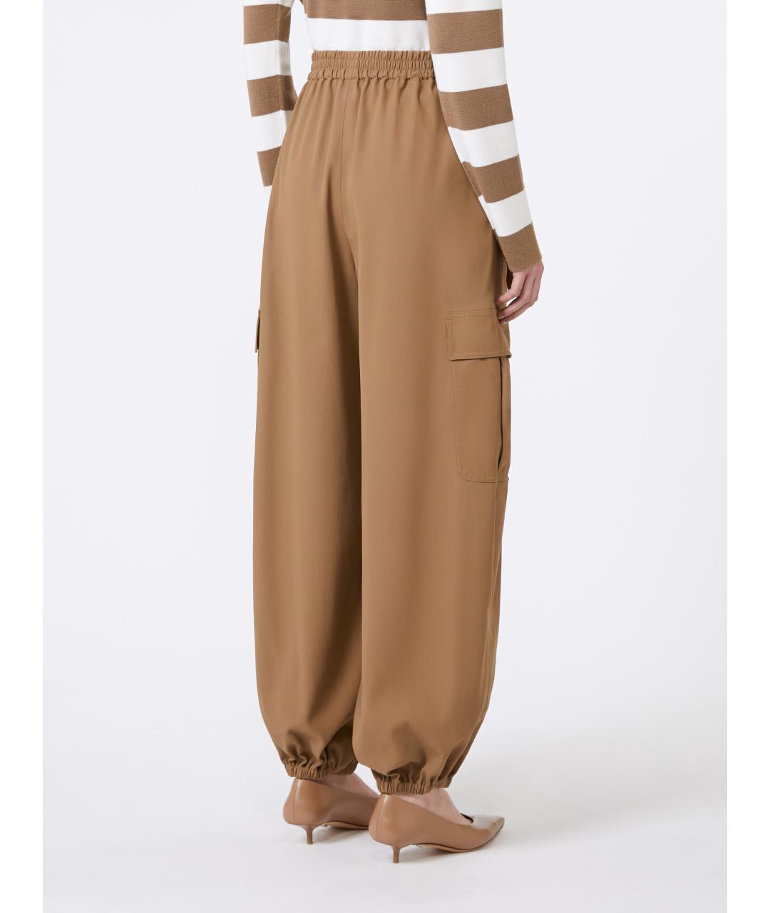 MAX MARA Бежевые хлопковые брюки широкие, фото 4