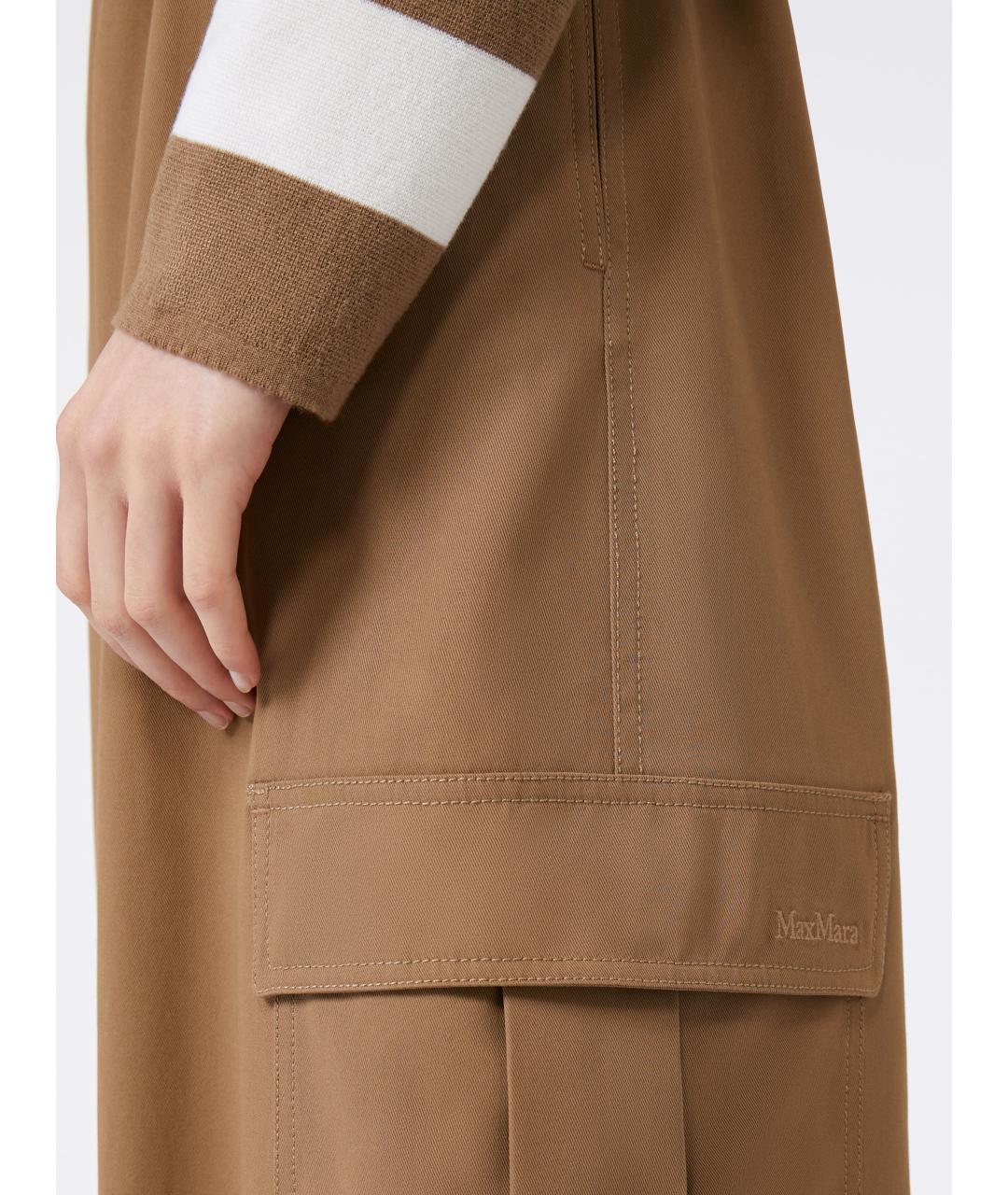 MAX MARA Бежевые хлопковые брюки широкие, фото 5