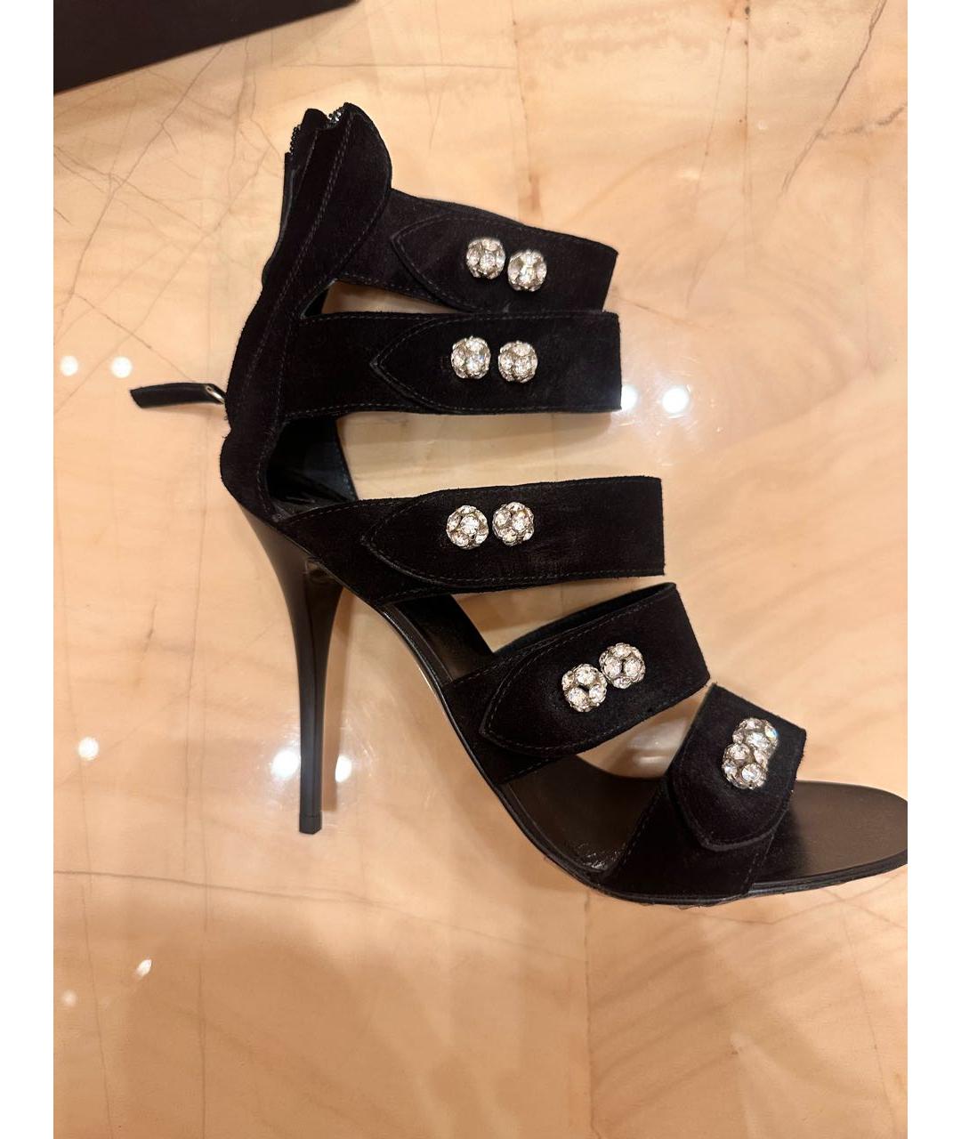 GIUSEPPE ZANOTTI DESIGN Черные замшевые босоножки, фото 2