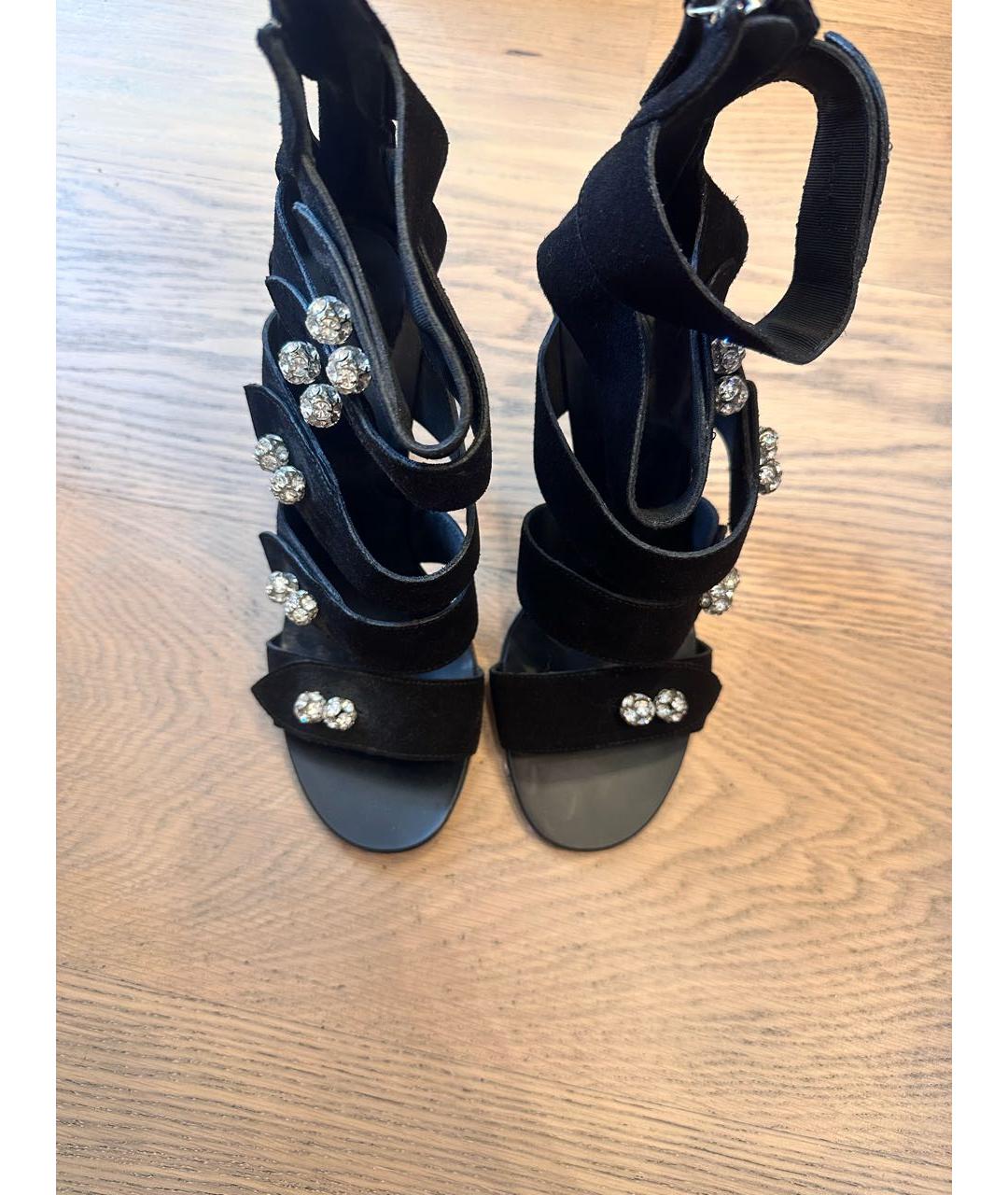 GIUSEPPE ZANOTTI DESIGN Черные замшевые босоножки, фото 4