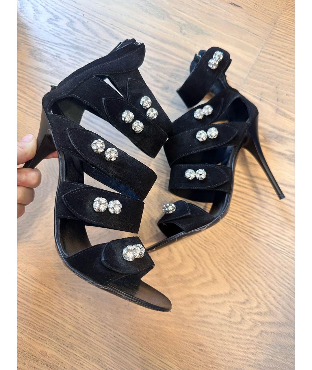 GIUSEPPE ZANOTTI DESIGN Черные замшевые босоножки, фото 3
