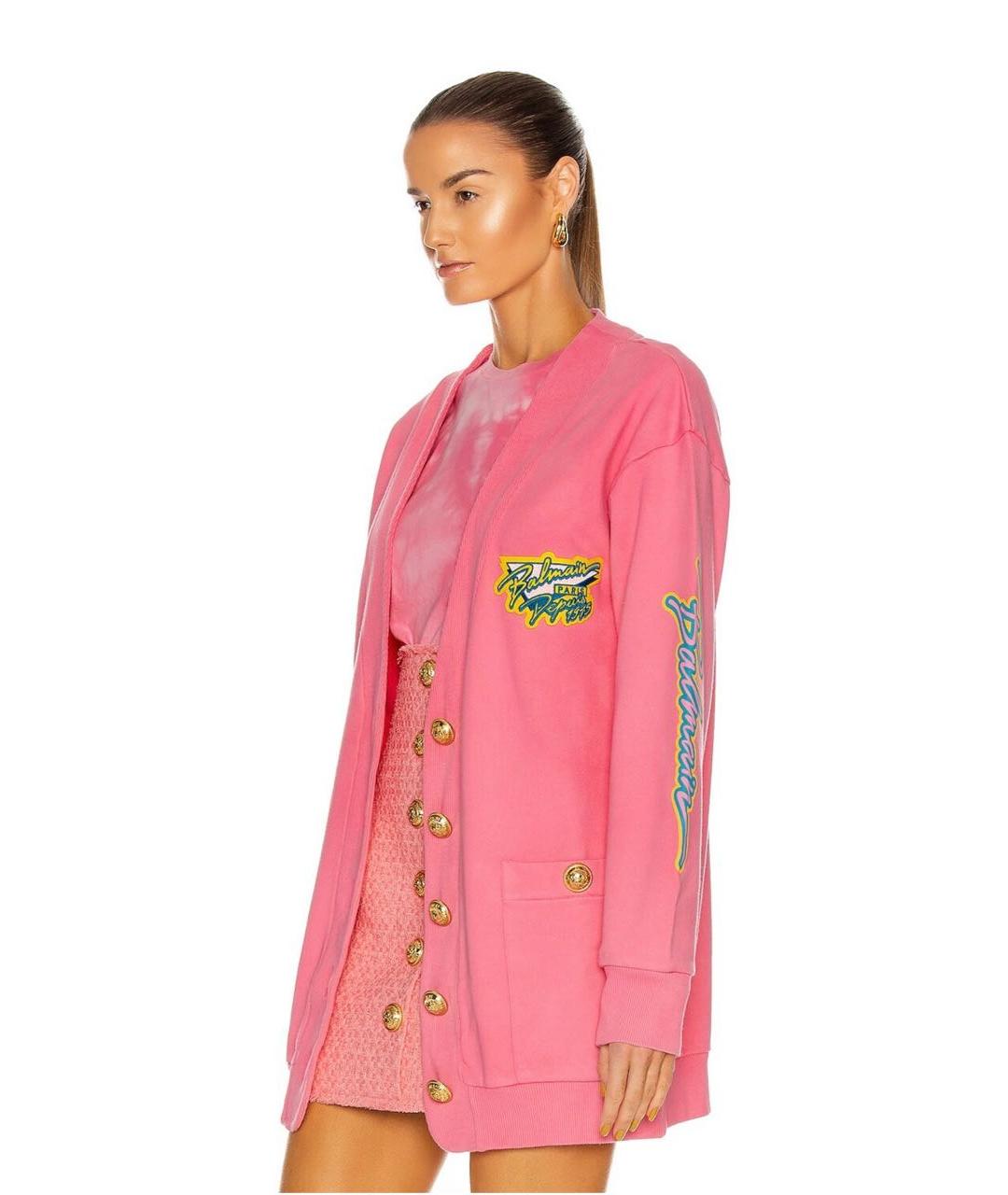 BALMAIN Коралловый хлопковый кардиган, фото 2